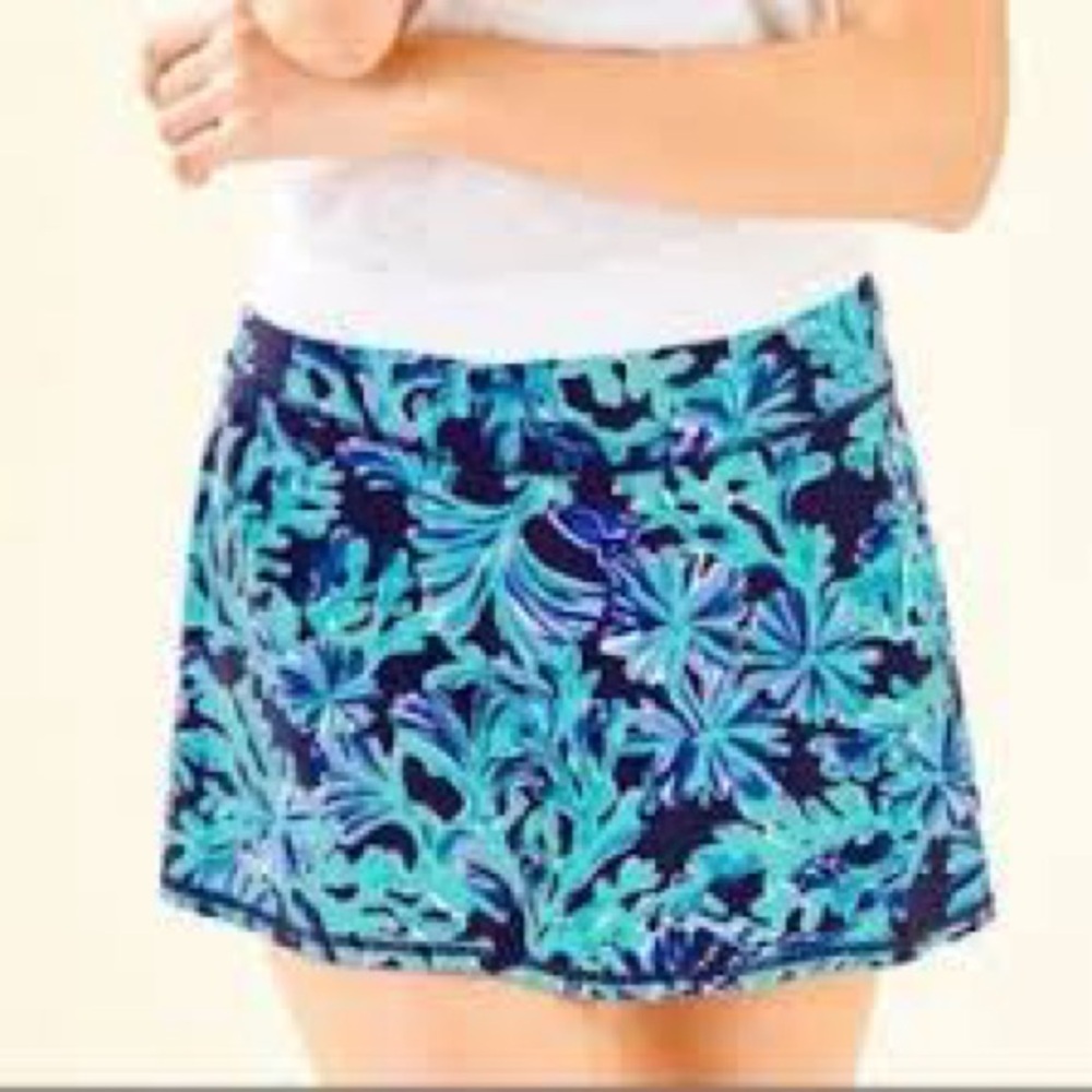 Lilly Pulitzer Luxletic navy blue , blue and Turquoise floral tennis skirt
